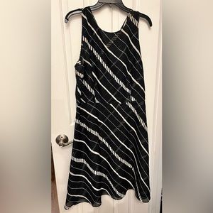 Ann Taylor sleeveless nautical dress with sheer overlay (size 16)